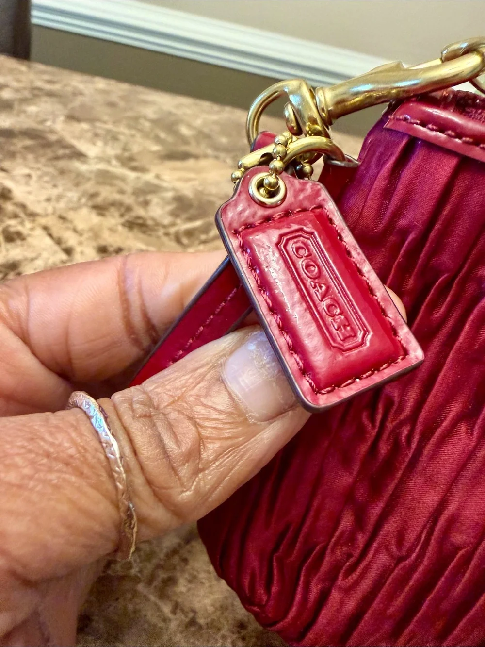 Coach Ashley Gathered Satin Medium Wristlet - Picture 4 of 12